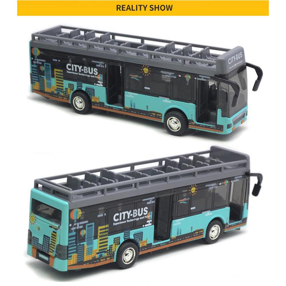 1/50 Patrový turistický autobus pro batolata, Hrací vozidla z lité slitiny se zvuky a světly, Hračky městských aut s natahovacím pohonem a otevíratelnými dveřmi