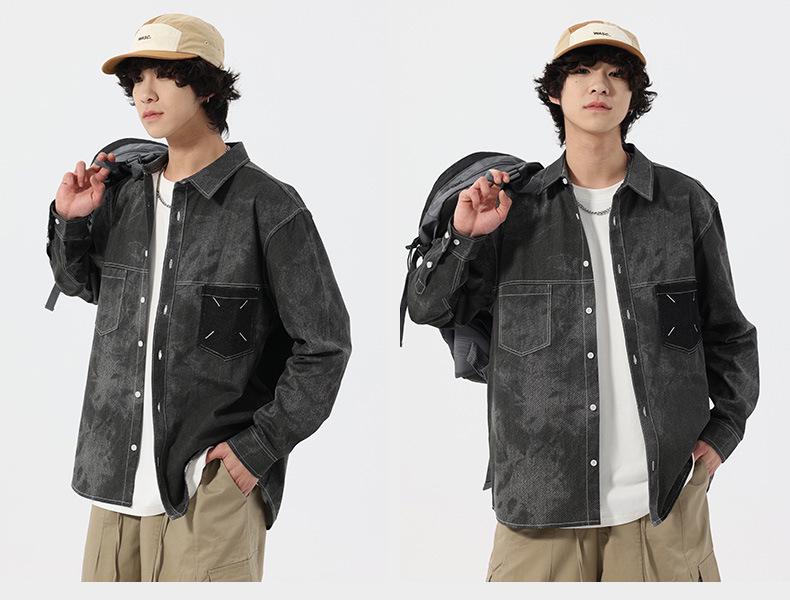 2025 Autumn Tie-Dye Denim Long-Sleeve Shirt Jacket