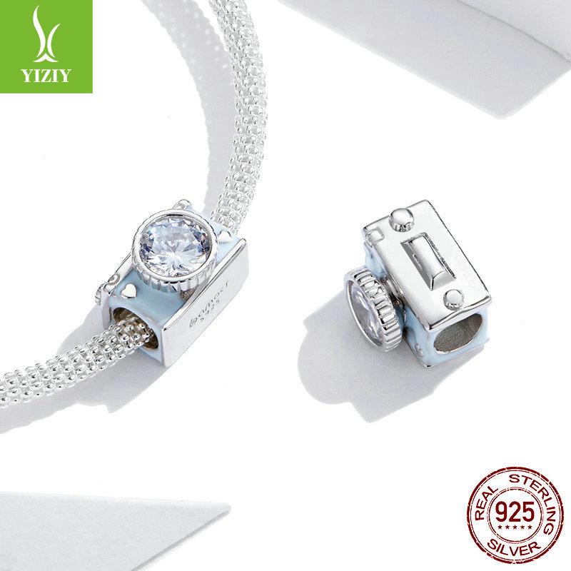 Camera S925 Sterling Silver Beads, Record Life Diamond-Set Diy Beads Bsc264