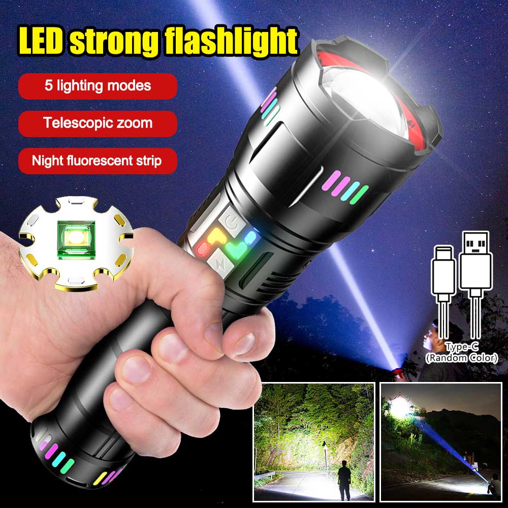 Most Powerful LED Flashlight Zoom USB Rechargeable Torch Light Flashlight Long Range Ultra Powerful Camping Lantern