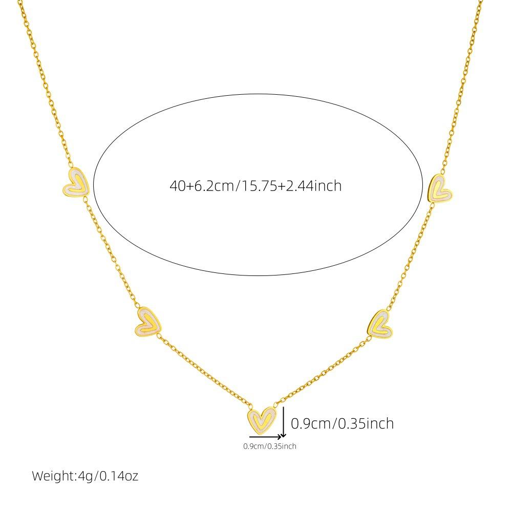 Fashionable Elegant White Shell Heart Collarbone Chain Earrings Necklace Bracelet Women Set Versatile Gift