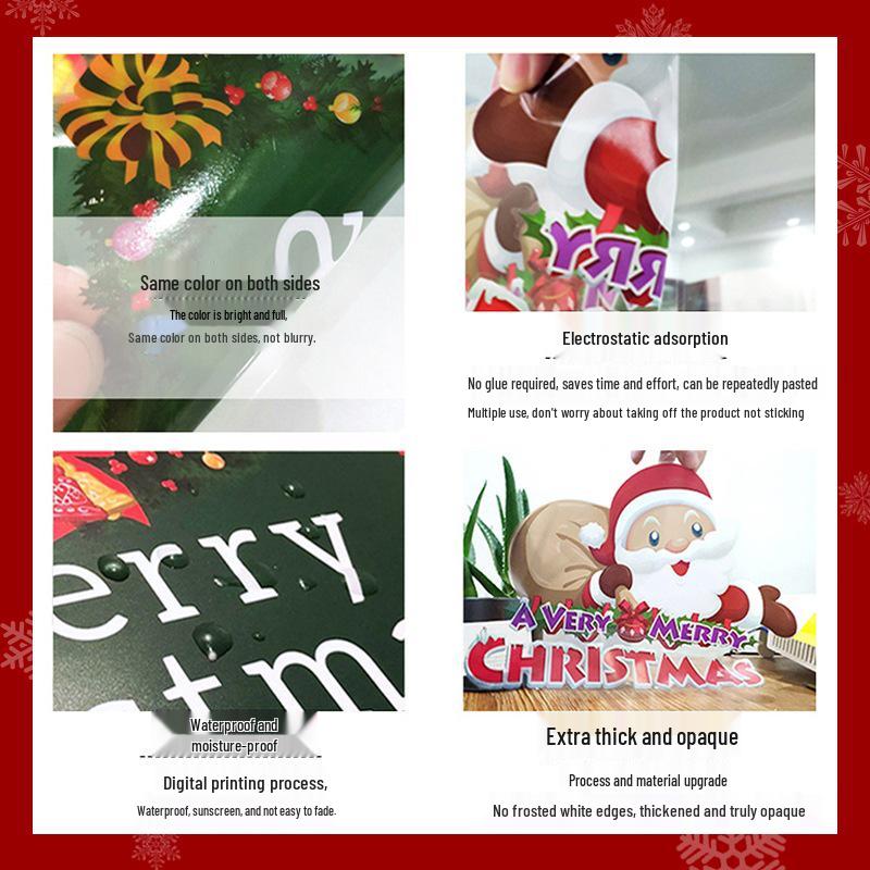 Santa Claus Christmas Window Clings - Tree, Door Stickers & Ornament Decor
