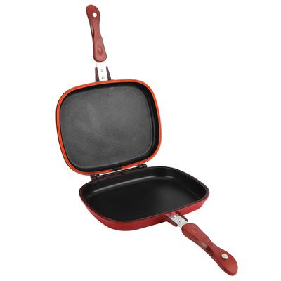 28 cm rote quadratische doppelseitige Bratpfanne Antihaft-Pfanne für Grill-Grill-Küchenbedarf