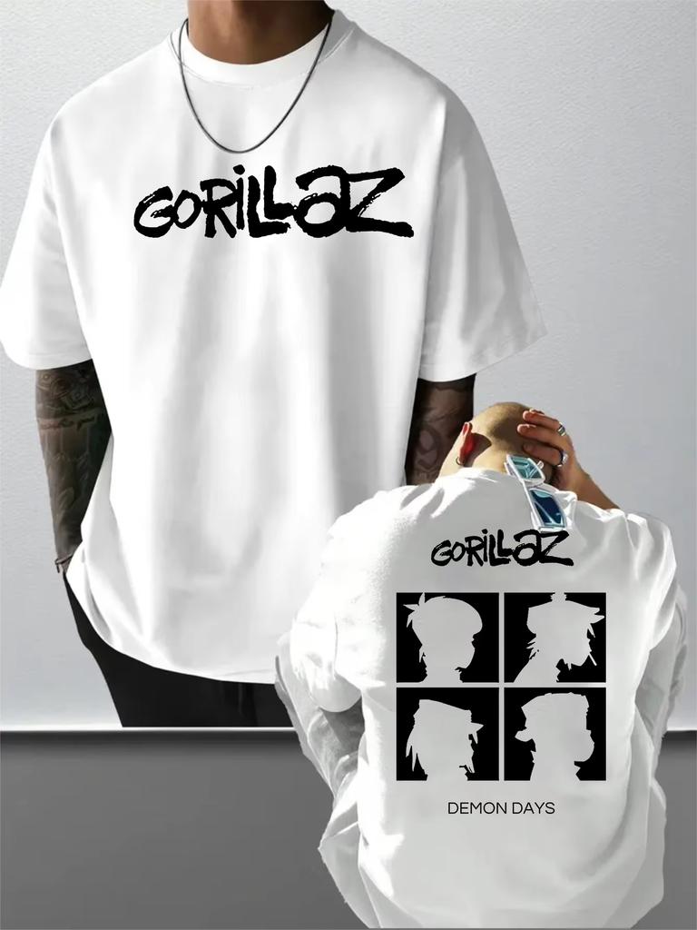 Gorillaz Letter Print Cotton Unisex Loose Street Style Short Sleeve for Daily Outdoor Sports Summer Fashion Women And Men T-shirt
