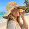 Foldable Weave Bucket Hat Boho UV Protection Cap Casual Beach Hat  Holiday