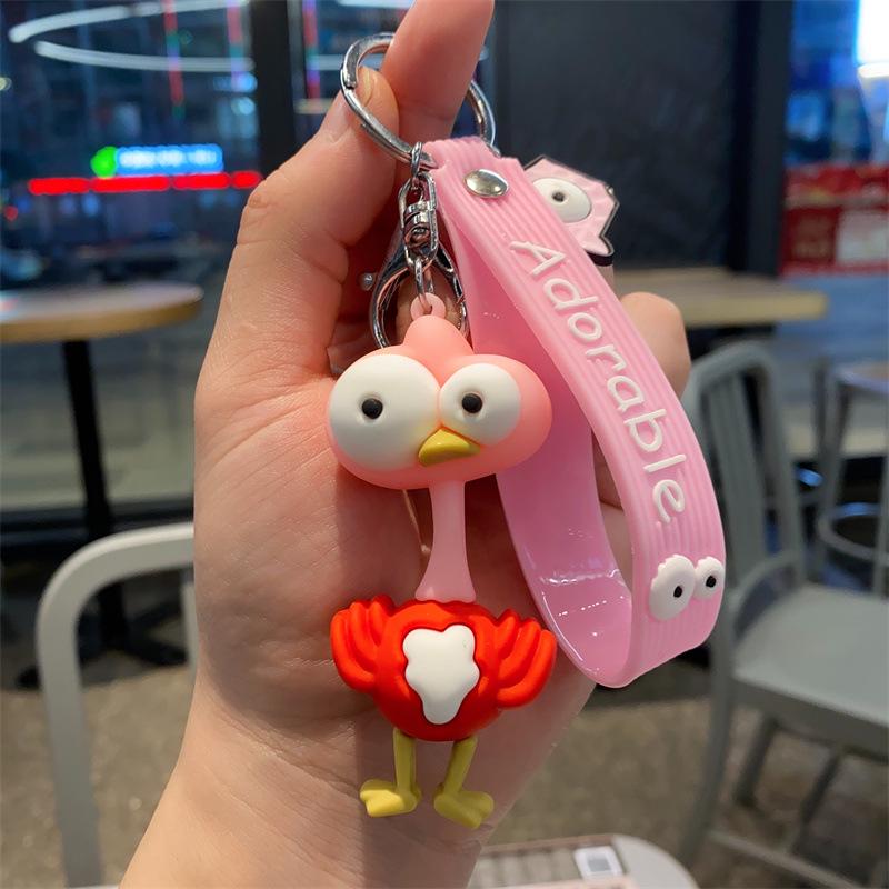 Cute Pop-Eyed Giraffe Keychain - Cartoon Animal Epoxy Bag Pendant