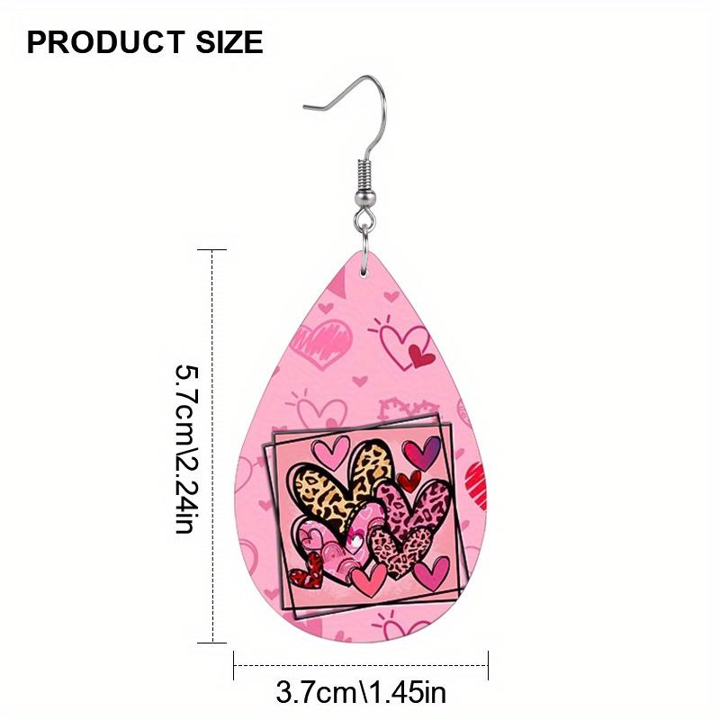 Sexy Leopard Love Print PU Earrings for Women Girls, Romantic "XOXO" Jewelry Drop Earrings, Wedding Engagement Festive Hoop Earring Jewelry,