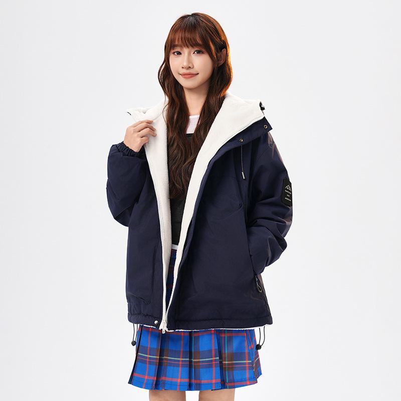 High-Quality Reversible Lambswool Fleece Hooded Jacket