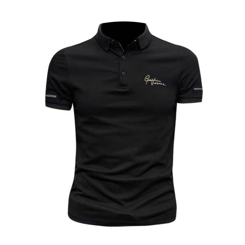 Men's Solid Color Short Sleeve Polo Shirt - Trendy Slim Fit Lapel T-Shirt for Summer