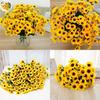 Realistic Appearance Artificial Sunflower Fake Silk Flower For Home Decoration**