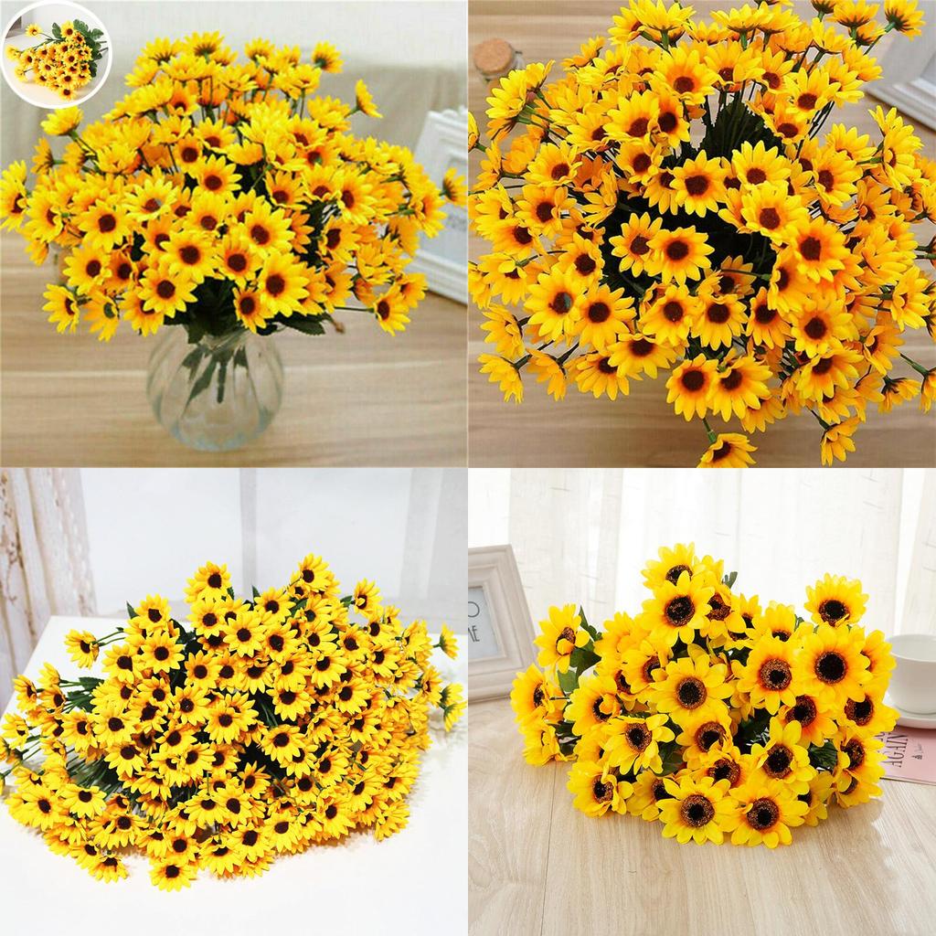 Realistic Appearance Artificial Sunflower Fake Silk Flower For Home Decoration**