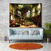 Fantasy Bibliothek Wandteppich Magischer Baum Bücherregal Kunst Natur Lesezimmer Dekoration Verzauberter Wald Wohnzimmer Hängendes Design