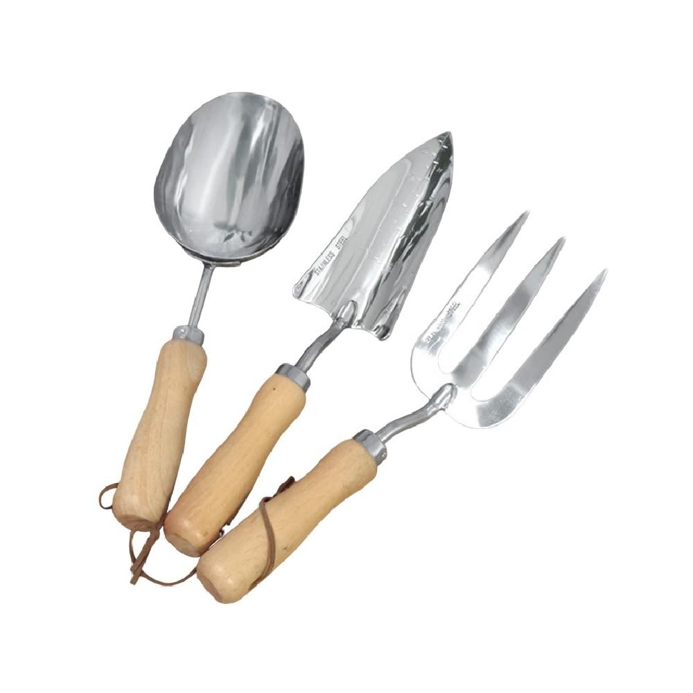 3dílná sada zahradního nářadí – Lopatka, lopatka a sázecí lopatka Odolné zahradní nářadí z nerezové oceli s ergonomickou rukojetí pro sázení a péči o půdu