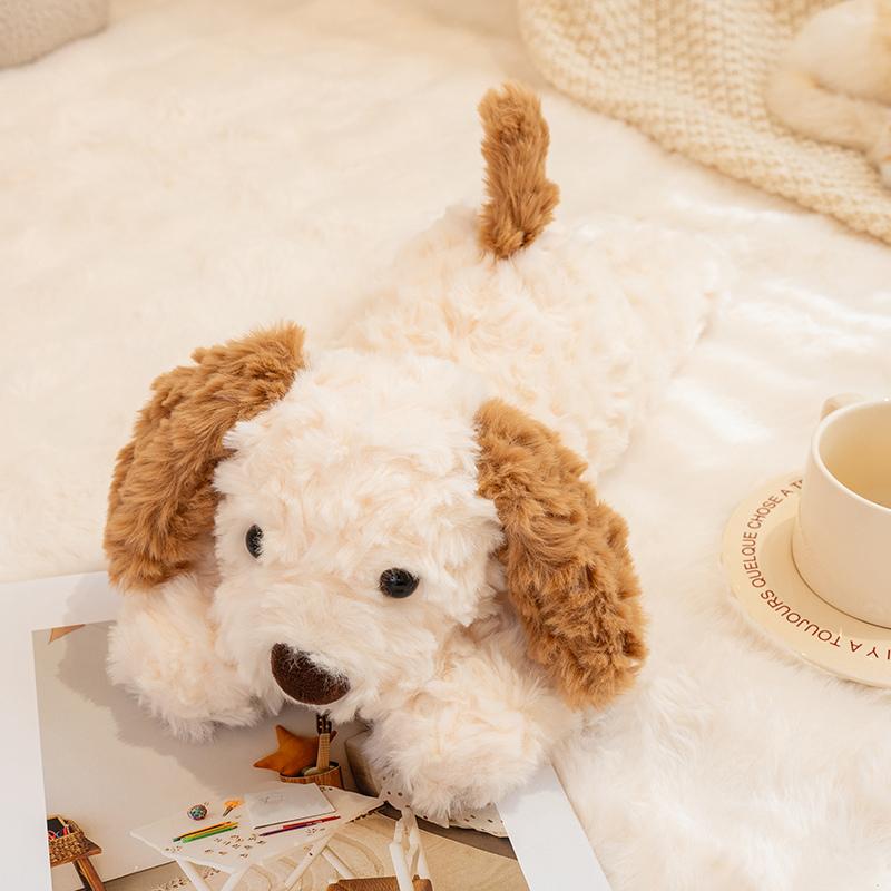 Cute Dog Plush Toy Brown Beige Lap Dog Soft Pillow Sofa Cushion Sleep Companion Doll Children's Birthday Gift for Girlfriend Boy