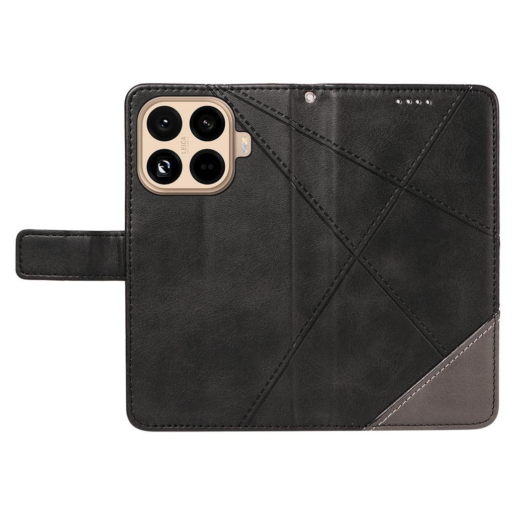 For Xiaomi 15T Pro Leather Case Geometric Line Design Wallet Phone Cover with Wrist Strap