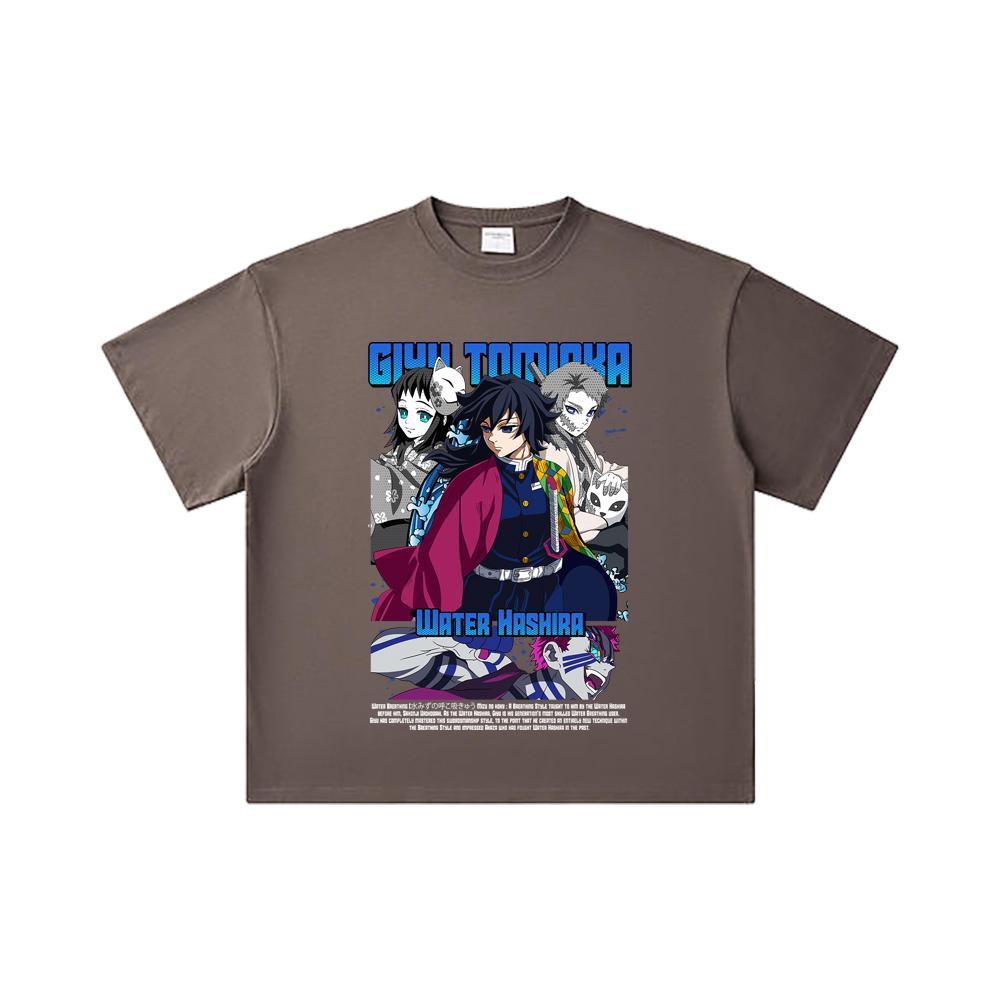 260 GSM Double Yarn 32 Count 100% Cotton Demon Slayer V20 Tomioka Print Unisex Heavy Cotton T Shirt