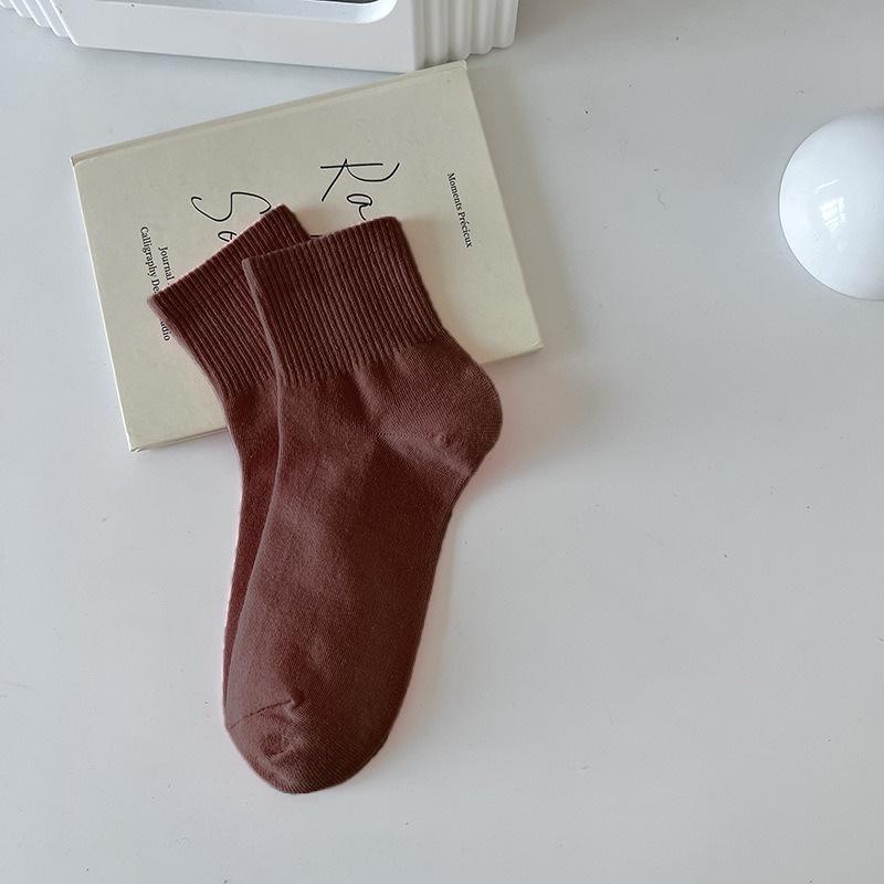 Women's Macaron Color Cotton Sports Socks - Breathable, Sweat-Absorbent, Anti-Pilling, Mid-Tube for Spring & Autumn