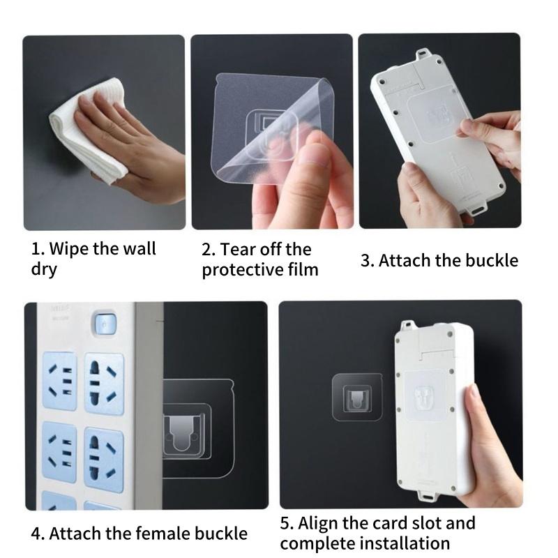 Double Sided Adhesive Wall Hooks Strong Wall Storage Traceless Transparent Hanger Bathroom Kitchen Bedroom Plug Socket Holders