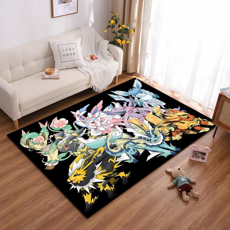 Japanese Anime Pokemon Pikachu Eevee Large Area Rug 3D Carpet Home for Living Room Kids Bedroom Sofa Doormat Children Floor Ma