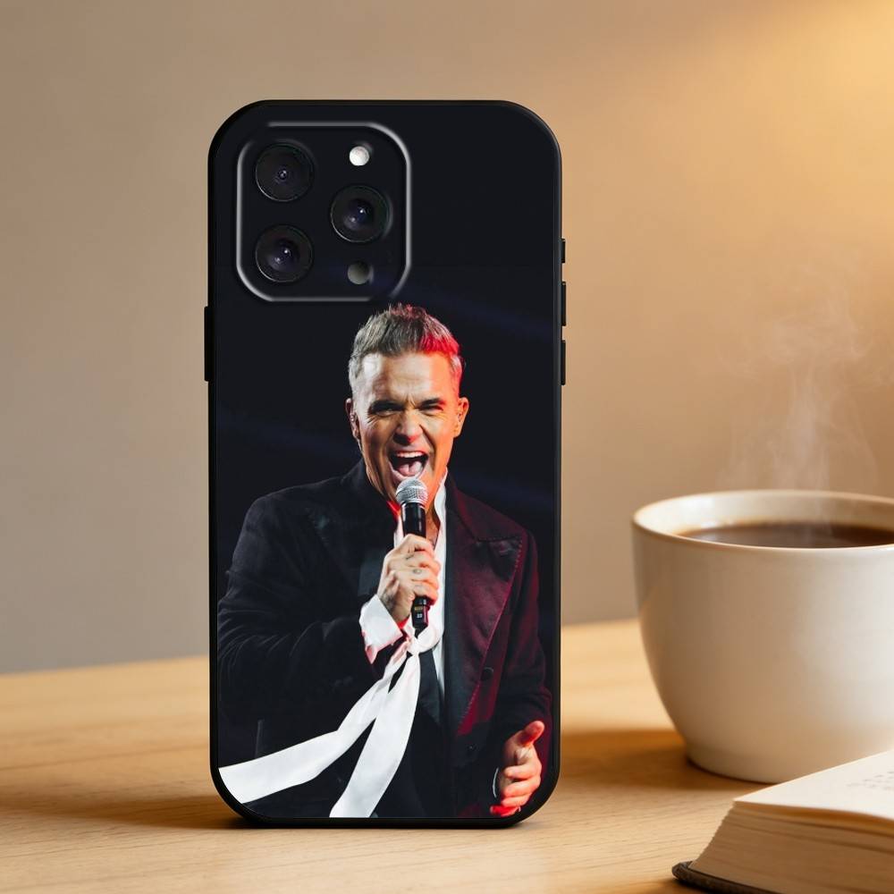 

Singer R-Robbie W-Williams Phone Case For iPhone 16,15,14,13,12,17,Pro Max,Plus Silicone Black Case iPhone17promax