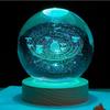 Umgebungslicht Saturn 3D Kugel Lampe Sonnensystem Kristallkugel mit Mehrfarbiger LED Lichtbasis Stimmungslicht Geschenke Geburtstag