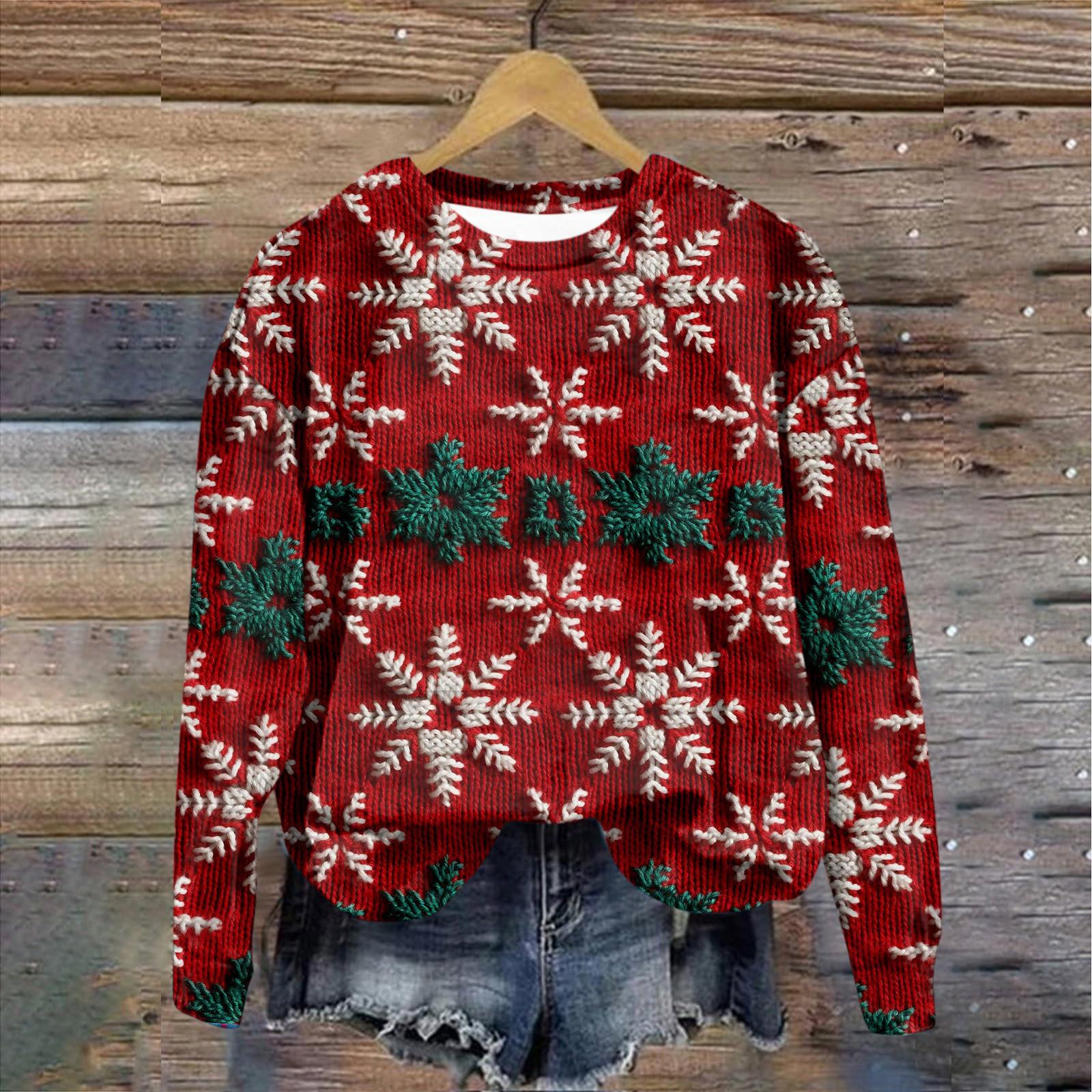 Женский топ Рождественский топ с принтом Топ с принтом Осенний обычный топ Женский топ с принтом XL винный