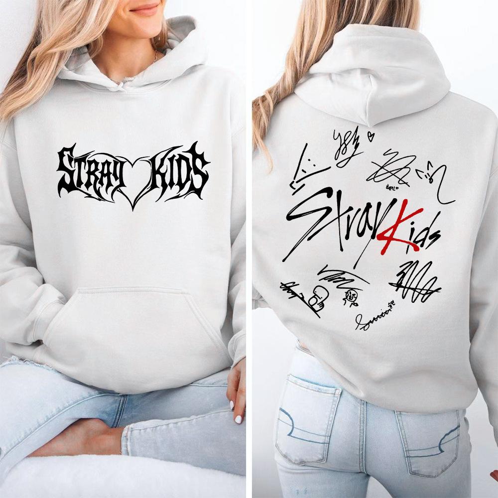 Stray Kids ATE Album Hoodie - Unisex beidseitiger Grafik-Pullover mit Mitgliederunterschriften & Kängurutasche, Frühling Herbst Fandom Merchandise
