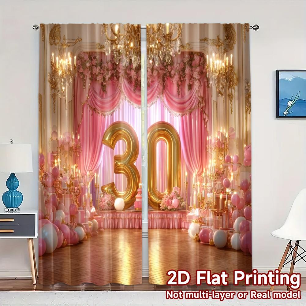 

Contemporary Flat Printing Curtains Without Rod Popular Durable Polyester Fabric Set Of 2 Made W100*H70(CM)-Hooks&2PCS