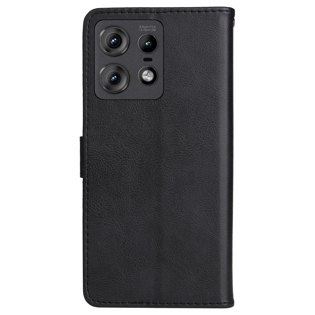 For Motorola Edge 50 Pro 5G Case Solid Color Leather Mobile Cover Wallet Stand with Strap