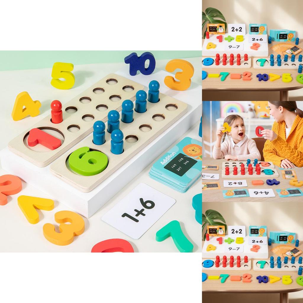 Wooden Childrens Math Counting Board With Red Blue Numbers For Early Education Learning Toys