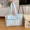 Spring and summer new pleated bubble large capacity shoulder cloud bag commuter canvas bag handbag