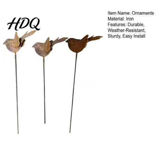 Decorative Outdoor Ornaments 3PCS Rusty Metal Bird Ground Stake Cute Birds Sculpture Animals Landscaping Decor Garden Stake for Yard Decor,