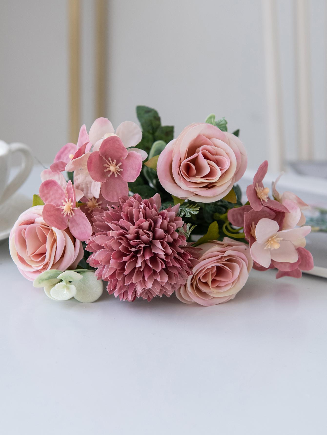 

1 шт искусственные цветы шелковые розы пионы букет гортензия гвоздика вазы для домашней вечеринки зимнее свадебное украшение искусственное растение