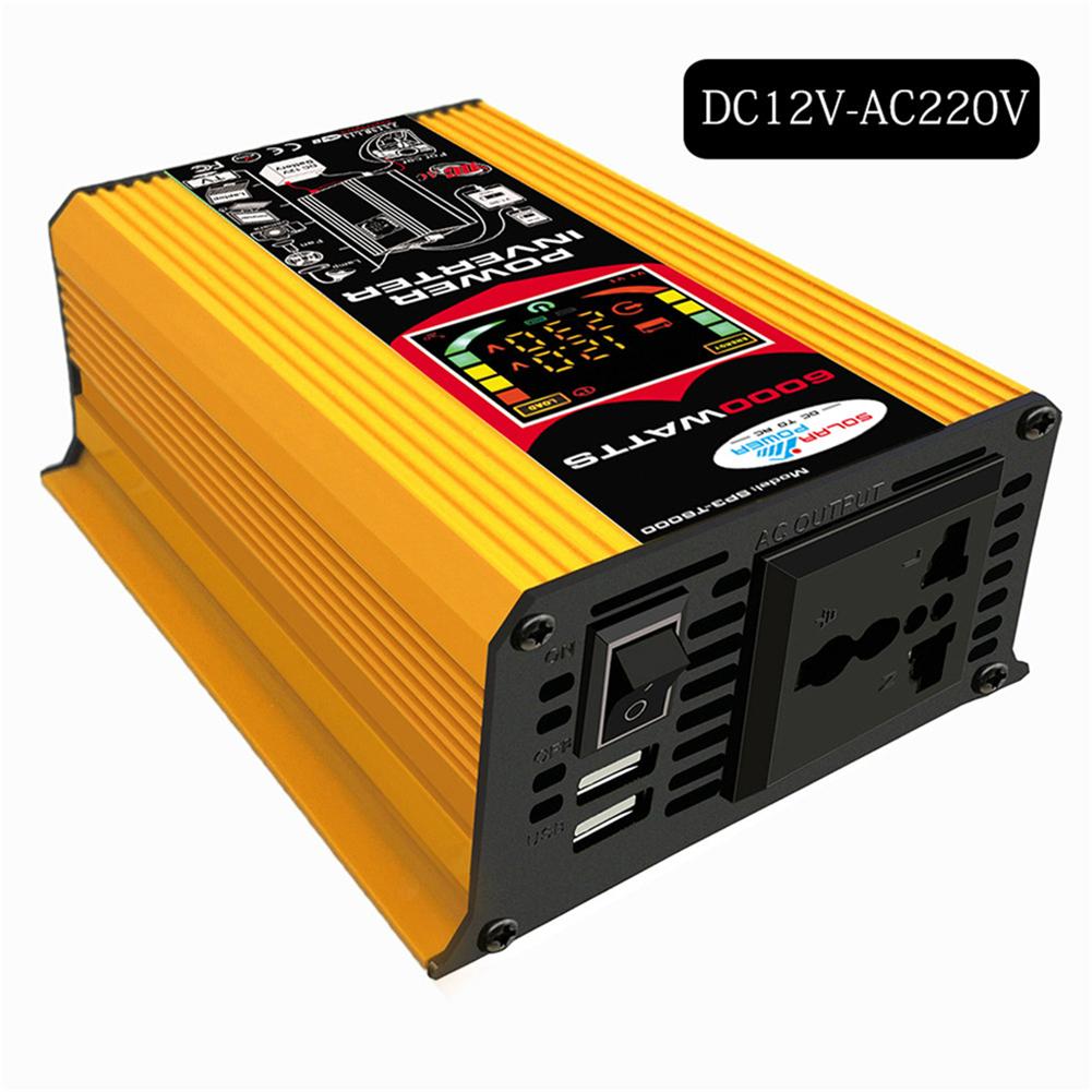 

6000 Вт Автомобільний Інвертор DC 12V До AC 110V/220V Подвійний USB Інтелектуальний Інвертор Живлення РК-Дисплей Автомобільний Електричний Побутова Техніка