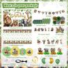 Mpanwen Safari Jungle Birthday Party Decorations, 125 Pcs Safari Zoo Animal Theme Party Supplies for Baby Boys - Backdrop, Cupcake Toppers, Palm
