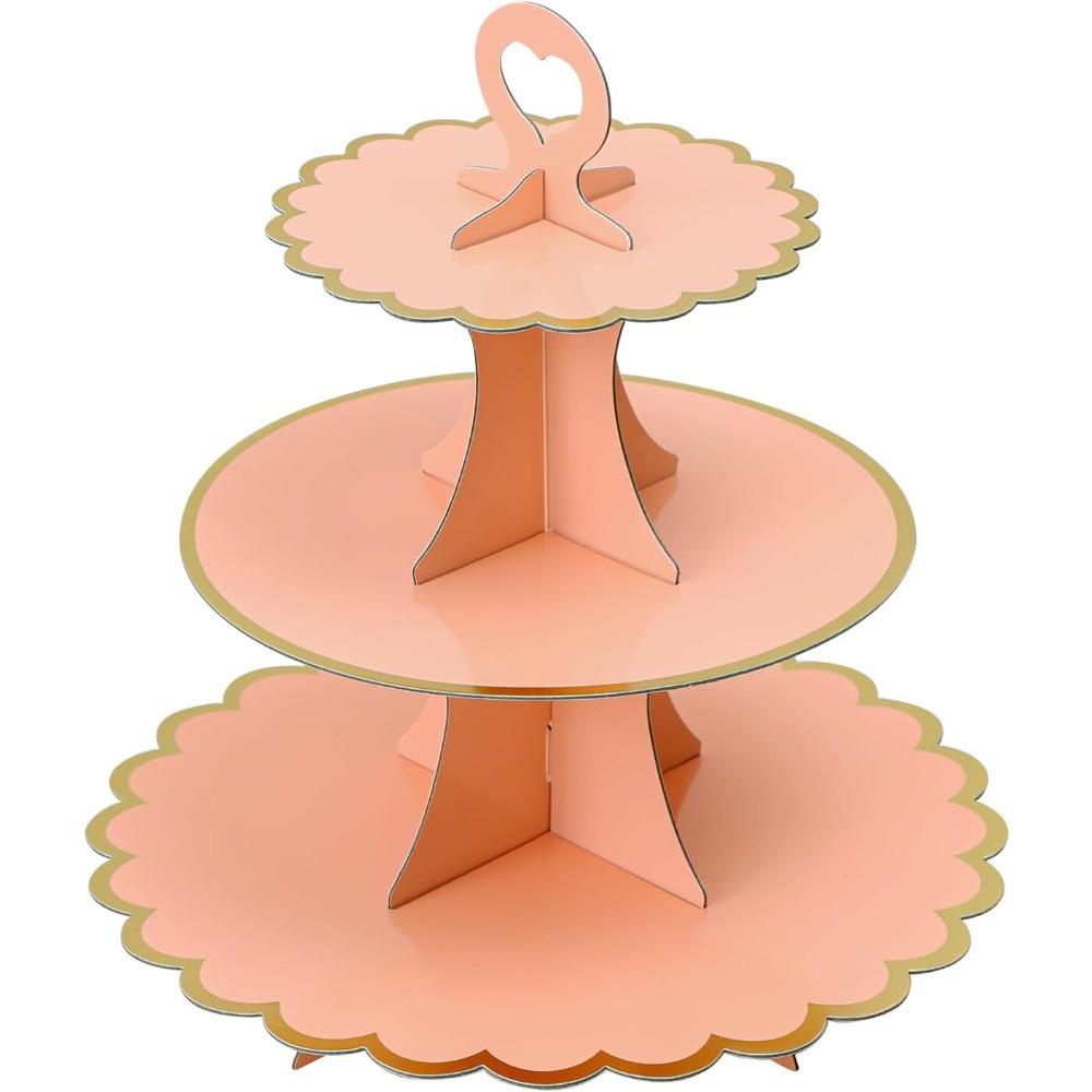 Disposable Three-layer Hot Stamping Paper Cake Stand Birthday Party Supplies Floral Tea Party Wedding Party Cake Decoration