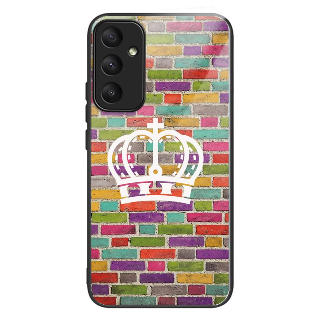 For Samsung Galaxy A35 5G Case Pattern Print Design Tempered Glass+TPU Phone Cover