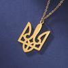 Dawapara Ukrainisches Dreizack-Halskette Tryzub Ukraine Symbol Friedenszeichen Schutz-Amulett Edelstahl Schmuck