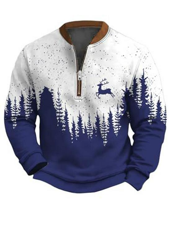 Men's Christmas Reindeer Elk Forest Print Hoodie - 2025 Autumn Collection