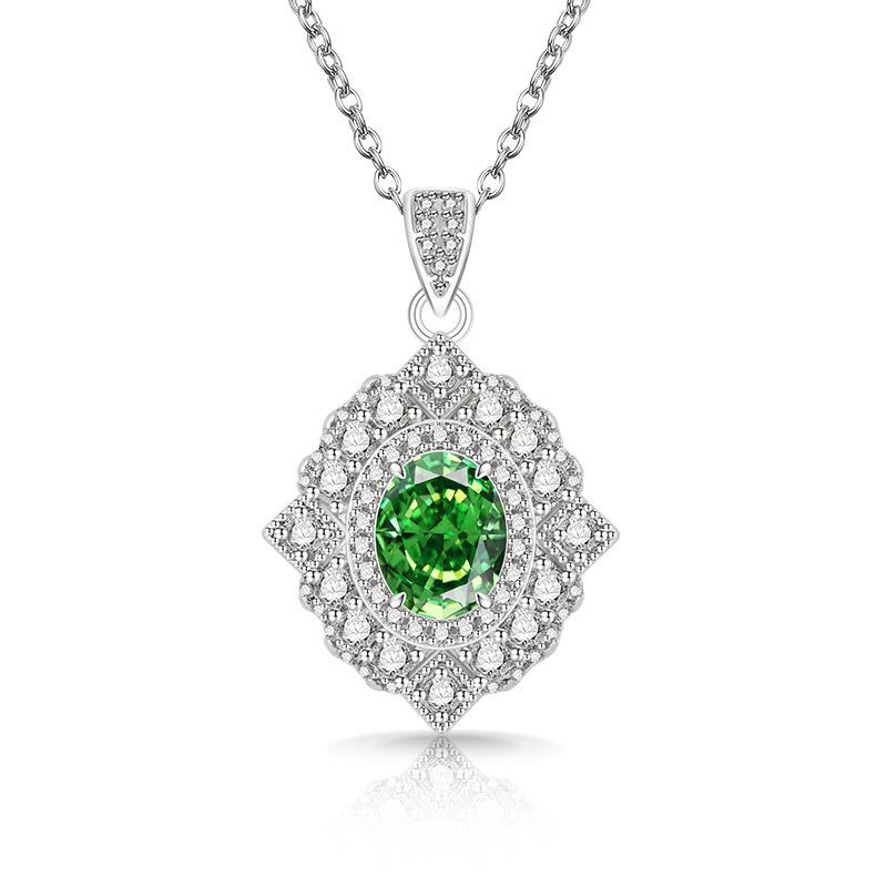 2026 Colored Treasure Ice Flower Cut Pigeon Egg Necklace Fashionable Luxury Inlaid High Carbon Diamond Electroplated Real Gold Pendant
