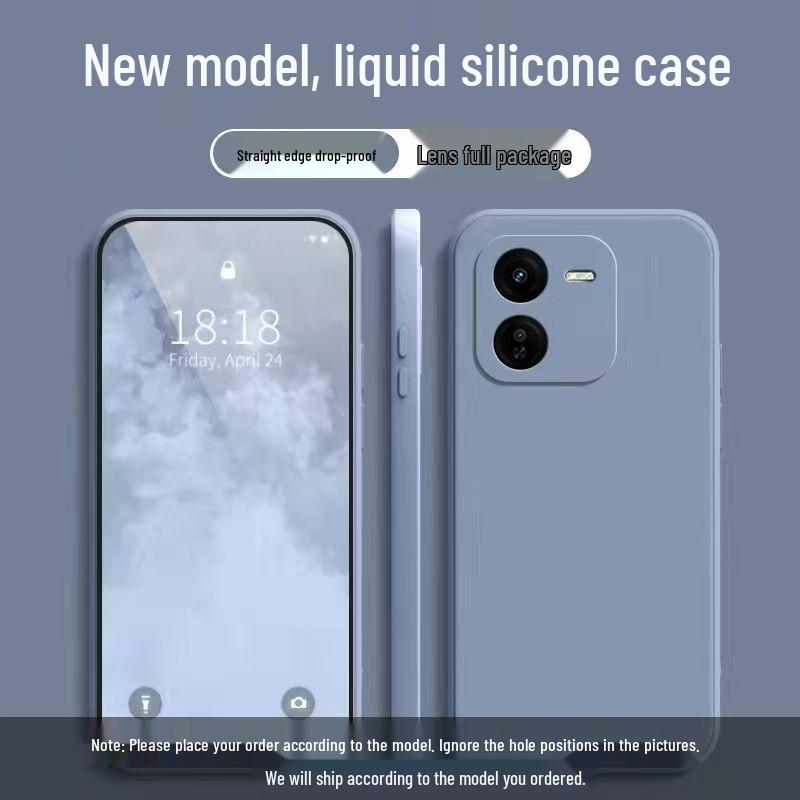 iQOO Z9x Solid Color Liquid Silicone Phone Case - Full Coverage Drop Protection, Soft Straight Edge.