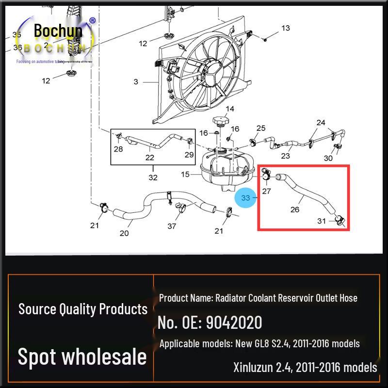 Buick GL8S/Landezun 2.4 Heater Outlet & Radiator Expansion Hose