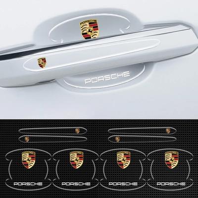 PQMZ2 8Pcs Car Door Handle Sticker Transparent Anti-scratch Protective Strip For Panamera Macan Boxster Cayman Cayenne 911 718