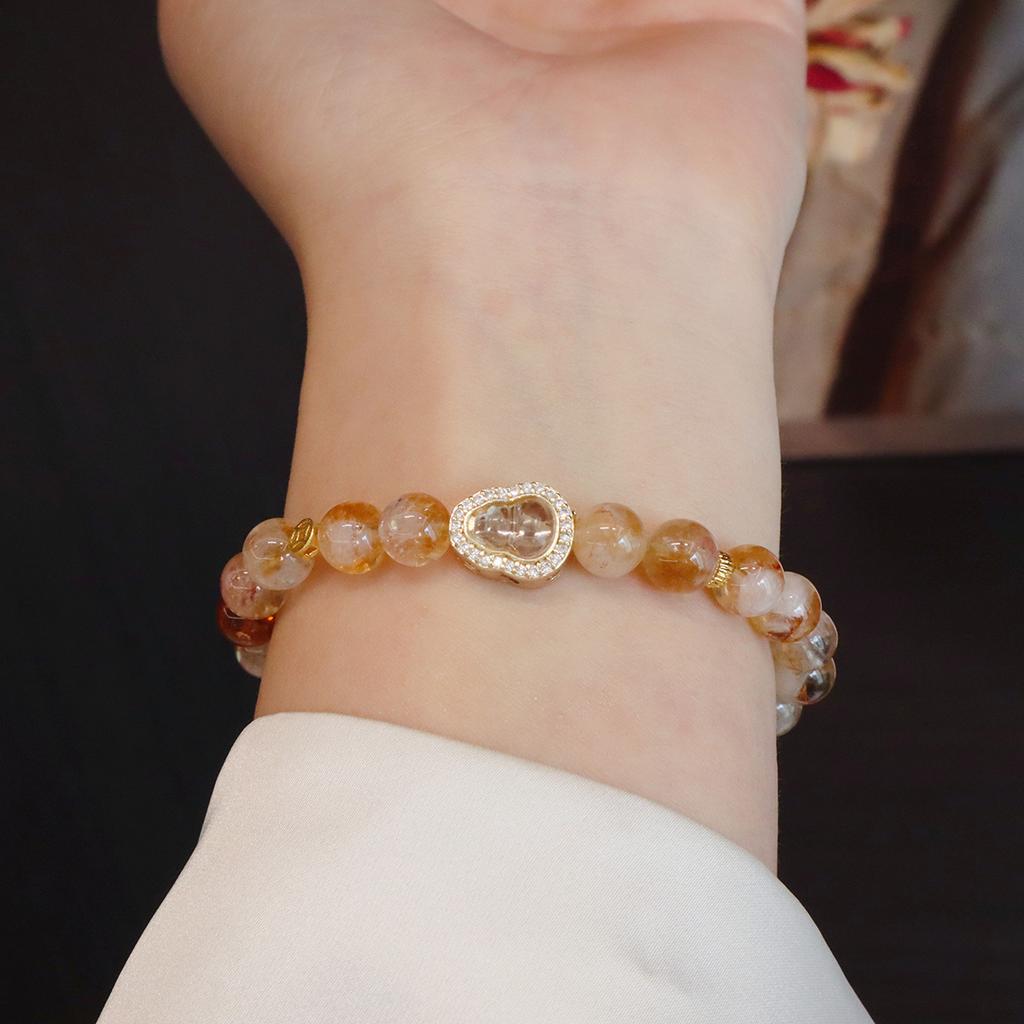 New Chinese Citrine Beaded Bracelet Strawberry Crystal Bracelet Bangles Women Fashion Jewelry Accessories Gift