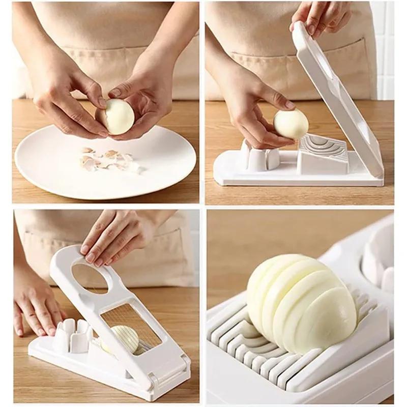 10Pcs Useful Multi-functional Egg Cutter Household Egg Shell Separator Stainless Steel Fancy Sliced Egg Kitchen Tools Egg Mold