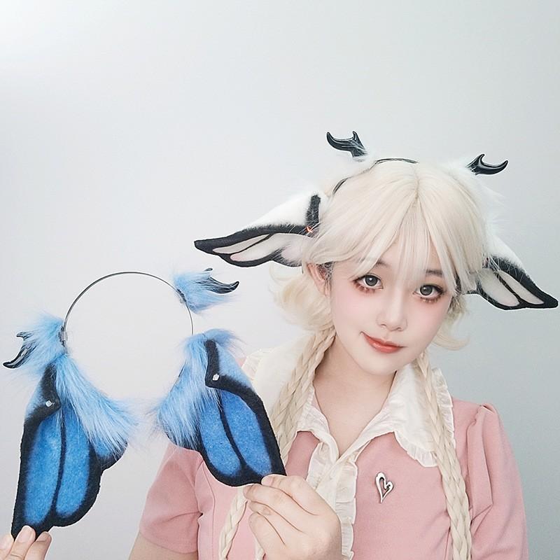 Halloween Fantasie Kreatur Kopfschmuck Gotischer Engel Motte Schafsohr Cosplay Requisite Comic Con