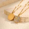 Jewelry Stainless Steel Button Chain Bead Chain Sand Round Brand Palm Tree Gold Necklace Female 1754