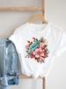 Trend Lovely Flower Cute Unisex  T Shirt Short Sleeve Tee Ladies Casual Top Female Clothing Fashion  Tshirt
