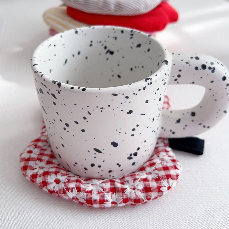 14.5*12cm Fruit Shaped Design Ins Fabric Coaster Wave Point Cotton Creative Coffee Cup Pad Heat Resistant 13 Colors