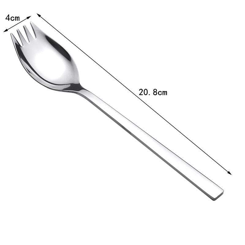Stalowy widelec do owoców, łyżka, długi uchwyt, lody, sałatka, deser, zastawa stołowa, wygodny, zachodni, wielofunkcyjny, srebrny widelec